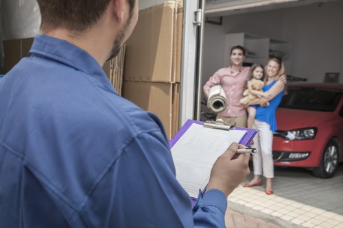 Professional movers handling furniture in a Hillingdon property